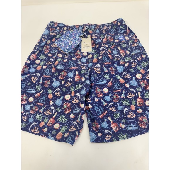 NWT Peter Millar Seaside "Ship Faced" ATL Blue W/ Koozie Swim Trunks MEDIUM $98 - Picture 6 of 8